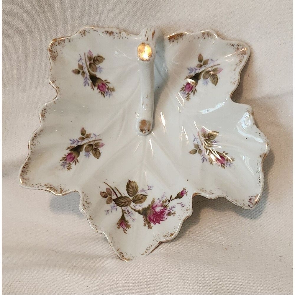 Ucagco China Porcelain Dish With Handle Floral Print Vintage